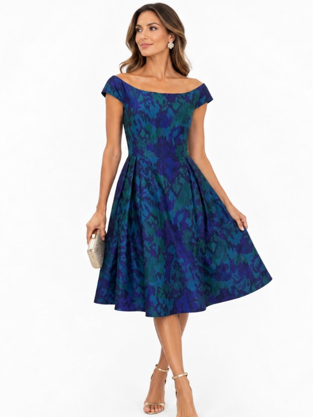 RED Valentino Silk Midi Dress Blue‎ Purple A-Line Luxury Designer Women's 4